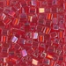 SB-1010:  HALF PACK Miyuki 4mm Square Bead Silverlined Flame Red AB approx 125 grams - SB-1010_1/2pk