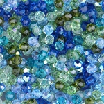 284-RMIX-06:  5000 4mm faceted round Crystal Electric Blue Lagoon Mix (72 pcs)  