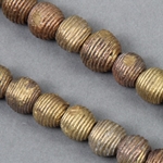 AFR-301:  10-12mm Brass Coil Beads Round Ghana 20-inch strand (approx 50 pcs) 
