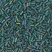 BGL1-156FR:  3mm Miyuki Bugle Bead Matte Transparent Dark Emerald AB - BGL1-156FR*