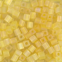 SB-136FR:  Miyuki 4mm Square Bead Matte Transparent Yellow AB 