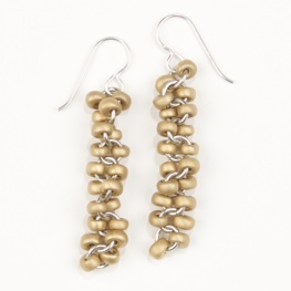 Dewdrop Earrings with Magatamas in Matte Gold
