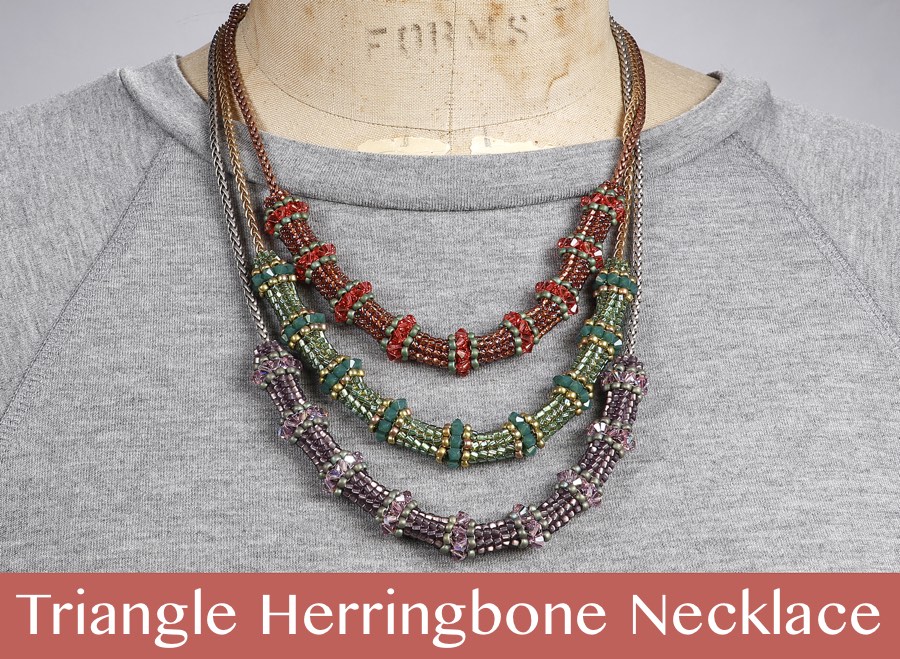 Triangle Herringbone Necklace on Model