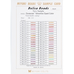 DELICACARD 935R:  Duracoat Silverlined Dyed 11/0 Miyuki Delica Beads Sample Card (935/R) (DB) 