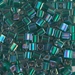 SB-1017:  HALF PACK Miyuki 4mm Square Bead Silverlined Emerald AB approx 125 grams - SB-1017_1/2pk