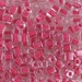 SB-208:  HALF PACK Miyuki 4mm Square Bead Carnation Pink Lined Crystal approx 125 grams - SB-208_1/2pk