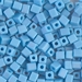 SB-413FR:  HALF PACK Miyuki 4mm Square Bead Matte Opaque Turquoise Blue AB approx 125 grams - SB-413FR_1/2pk