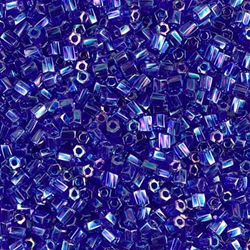 10C-TW-177:  Miyuki 10/0 Twisted Hex Cut Bead Transparent Cobalt AB 