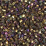 10C-TW-188:  Miyuki 10/0 Twisted Hex Cut Bead Metallic Purple Gold Iris 