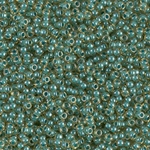 11-374:  11/0 Turquoise Lined Light Topaz Luster Miyuki Seed Bead 