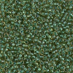 11-375:  11/0 Sparkling Green Lined Light Topaz Luster Miyuki Seed Bead 