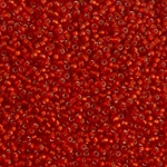 15-1639:  15/0 Dyed Semi-Frosted Silverlined Red Orange  Miyuki Seed Bead 