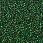 15-1642:  15/0 Dyed Semi-Frosted Silverlined Leaf Green  Miyuki Seed Bead 