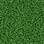 15-2240:  15/0 Lined Pea Green Luster  Miyuki Seed Bead 