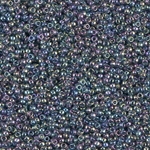 15-2444:  15/0 Transparent Blue Gray Rainbow Gold Luster  Miyuki Seed Bead 