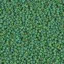 15-411FR:  15/0 Matte Opaque Green AB Miyuki Seed Bead 