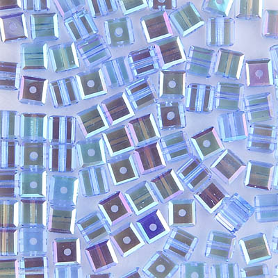 282-140-LSAB:  5601 4mm Lt Sapphire AB Swarovski Crystal Cube (12 pcs) - Discontinued 
