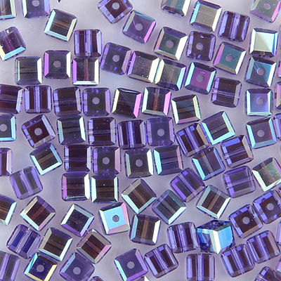282-140-TNZAB:  4mm Tanzanite AB Swarovski Crystal Cube (12 pcs) - Discontinued 