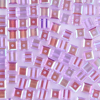 282-140-VIAB:  4mm Violet AB Swarovski Crystal Cube (12 pcs) - Discontinued 