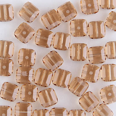 282-160-LCT:  6mm Lt Colorado Topaz Swarovski Crystal Cube (12 pcs) 