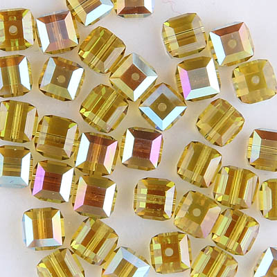 282-160-LIAB:  6mm Lime AB Swarovski Crystal Cube (12 pcs) 