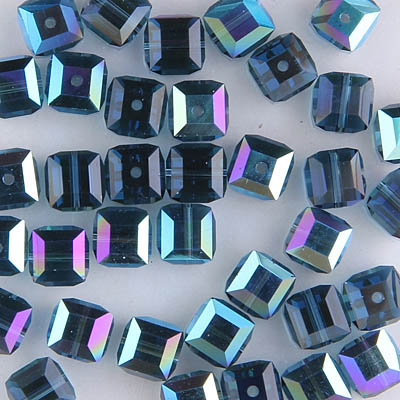 282-160-MNAB:  6mm Montana AB Swarovski Crystal Cube (12 pcs) 