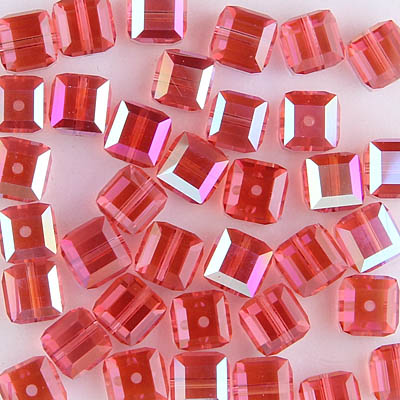 282-160-PAAB:  6mm Padparadscha AB Swarovski Crystal Cube (12 pcs) 