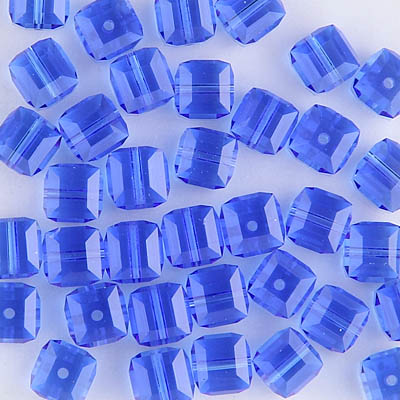 282-160-SA:  5601 6mm Sapphire Swarovski Crystal Cube (12 pcs) 