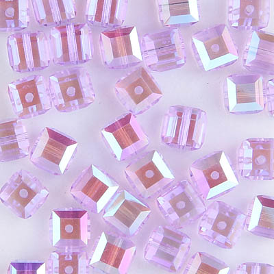 282-160-VIAB:  6mm Violet AB Swarovski Crystal Cube (12 pcs) 