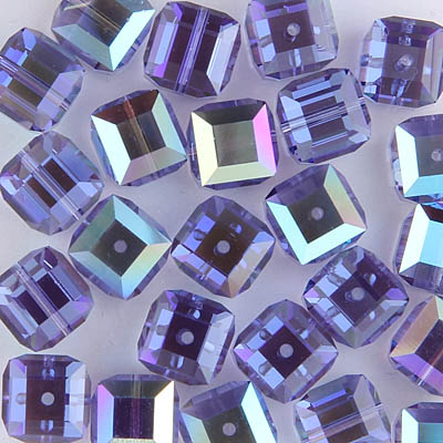 282-180-TNZAB:  8mm Tanzanite AB Swarovski Crystal Cube (12 pcs) 