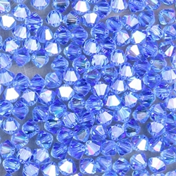 284-246:  5328 4mm bicone  Sapphire AB (36 pcs) - Discontinued 