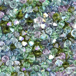 284-MIX-13:  5301 4mm bicone Crystal Mossy Glen Mix (70 pcs) 