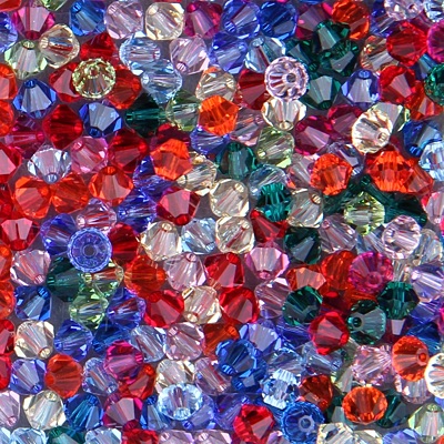 Caravan Beads - Swarovski - 284-MIX-17: 5301 4mm bicone Crystal Red Planet  Mix (70 pcs) #284-MIX-17
