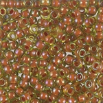 6-345:  6/0 Salmon Lined Peridot Luster Miyuki Seed Bead 