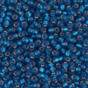 8-25F:  8/0 Matte Silverlined Capri Blue Miyuki Seed Bead 