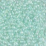 8-271:  8/0 Light Mint Green Lined Crystal AB Miyuki Seed Bead 