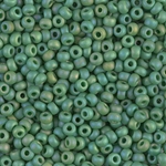 8-411FR:  8/0 Matte Opaque Green AB Miyuki Seed Bead 