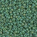 8-411FR:  8/0 Matte Opaque Green AB Miyuki Seed Bead 