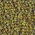 8-4515:  8/0 Opaque Chartreuse Picasso Miyuki Seed Bead 