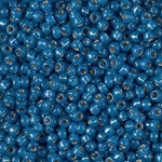 8-648:  8/0 Dyed Denim Blue Silverlined Alabaster Miyuki Seed Bead 