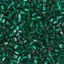 8C-17:  8/0 Cut Silverlined Emerald Miyuki Seed Bead 