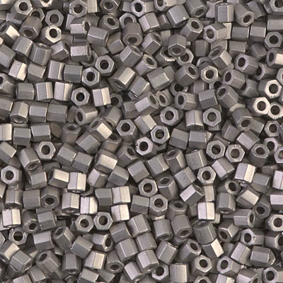 8C-190F:  8/0 Cut Matte Nickel Plated Miyuki Seed Bead 