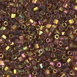 8C-301:  8/0 Cut Dark Topaz Rainbow Gold Luster Miyuki Seed Bead 