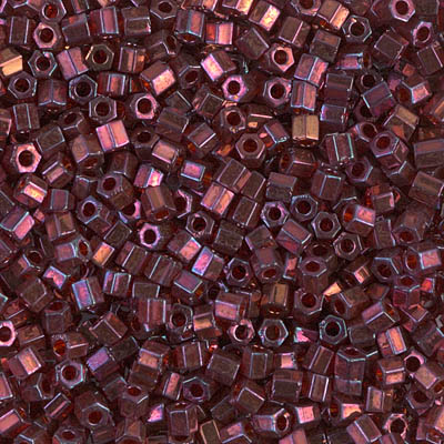 8C-313:  8/0 Cut Cranberry Gold Luster Miyuki Seed Bead 