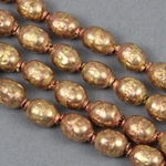 AFR-106:  8 x 12mm Brass-Copper Tone Ethiopian Prayer Beads 30-inch strand (approx 65 pcs) 
