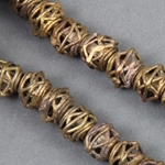 AFR-300:  10-12mm Brass Basket Beads Round Ghana 19-inch strand (approx 50 pcs) 