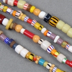 AFR-401:  5-8mm Large Christmas Beads Glass Ghana 36-inch strand (approx 200 pcs) 