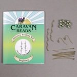 Project Kit - Cascading Pearl Earrings - Green and Antique Brass 