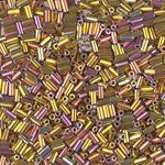 BGL1-1985:  3mm Miyuki Bugle Bead 24kt Pink Gold Iris 