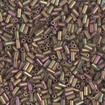 BGL1-2035:  3mm Miyuki Bugle Bead Matte Metallic Khaki Iris 